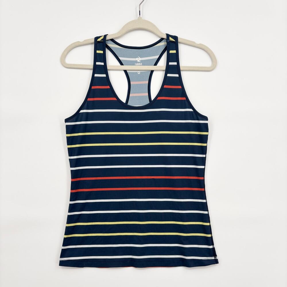 Rabbit Size M Tank Top Striped Activewear Running Workout Yoga Summer Soft